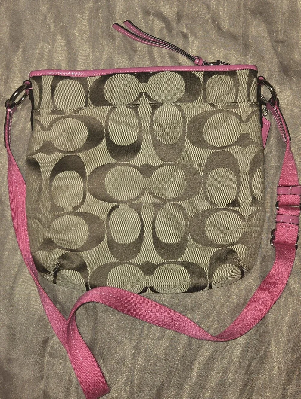 Coach Pink Trim Signature Crossbody Bag